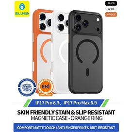 قاب بلو Blueo Skin Friendly Stain & Slip Resistant Magnetic Case-Orange Ring با مگ سیف مناسب برای Apple iPhone 17 Pro