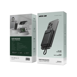 پاوربانک وایرلس 10000 مگ سیف گرین لاین Green Lion DXB MagSafe GNDXBMG10KSL توان 22.5 وات