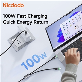 کابل شارژ چند سر تایپ سی و لایتنینگ 100 وات 1.5 متر مک دودو Mcdodo 2in1 Cable CA-6700
