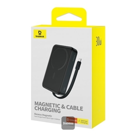 پاوربانک وایرلس 10000 مگنتی بیسوس Baseus P1002210B223 Magnetic Mini توان 30 وات با کابل Type C متصل
