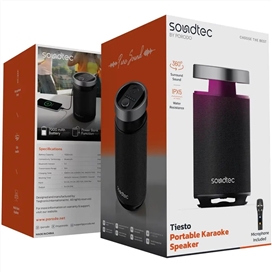 اسپیکر بلوتوثی به همراه میکروفون ساندتک پرودو Porodo Soundtec Tiesto Portable Karaoke Speaker PDSTGW62BK