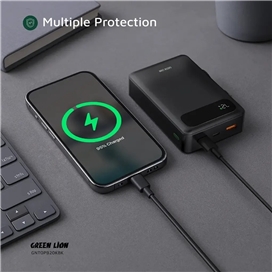 پاوربانک 22.5 وات 20000 با کابل همراه گرین لاین Green Lion Toledo Power Bank GNTOPB20KBK
