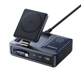 هاب شارژر 3 پورت و شارژر وایرلس بیسوس Baseus P10170901123 Nomos Qi2 CCNMS140 توان 140 وات