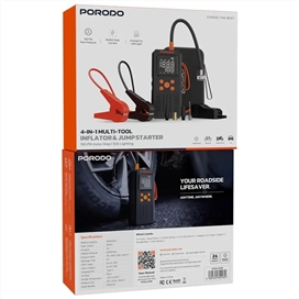جامپ استارت و پمپ باد پرودو Porodo 4-In-1 Multi-Tool Inflator & Jump Starter PD15KJSPBK