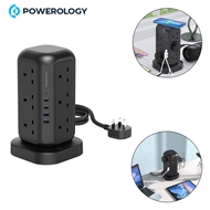 چند راهی برق و شارژر پاورولوژی Powerology 12 Socket Multi-Port Tower Hub PWCUQC013 دارای 4 پورت