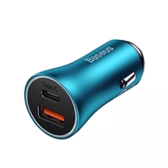 شارژر فندکی بیسوس مدل Baseus Car Charger 60W Golden Contactor Max Dual USB Fast Charger Blue CGJM000003