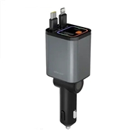 شارژر فندکی 65 وات با کابل جمع شونده گرین لاین Green Lion Retractable Car Charger GNRTCC65WGY