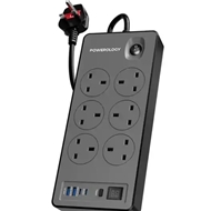 چندراهی برق پاورولوژی 6 پورت مدل PWCUQC046BK توان 2990 وات