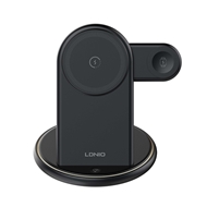 شارژ وایرلس رو میزی 3 کاره الدینو LDNI Wireless Charging Station WL02