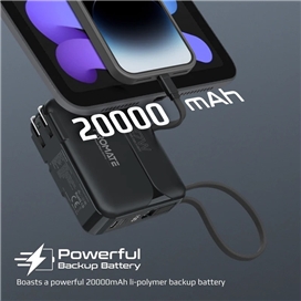 شارژر همراه (پاوربانک) فشرده پرومیت مدل POWERPACK-20PRO ظرفیت 20000 میلی آمپر ساعت به همراه شارژر