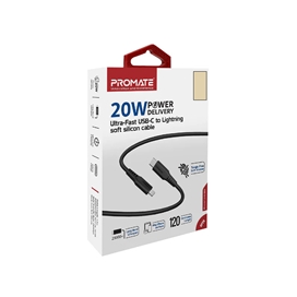 کابل USB-C به لایتنینگ شارژ سریع پرومیت مدل POWERLINK-120.BLACK به طول 1.2 متر