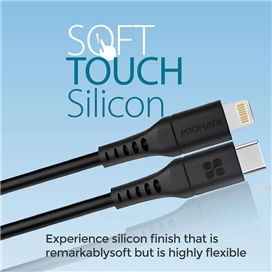 کابل USB-C به لایتنینگ شارژ سریع پرومیت مدل POWERLINK-120.BLACK به طول 1.2 متر