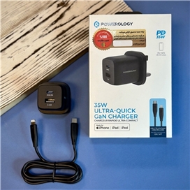 شارژر 35W پاورولوژی Powerology مدل PWCUQC005 فست شارژ به همراه کابل