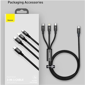 کابل شارژ Baseus مدل Rapid Series 3 in 1