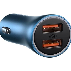 شارژر فندکی بیسوس مدل Baseus Car Charger 60W Golden Contactor Max Dual USB Fast Charger Blue CGJM000003