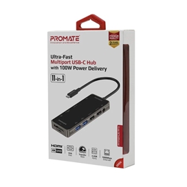 هاب USB-C پرومیت مدل PRIMEHUB-PRO با 11 درگاه خروجی