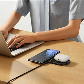 شارژر وایرلس بیسوس با کابل 1متر Baseus Digital LED Display 2in1 Wireless Charger WXSX010101 20W