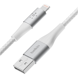 کابل شارژ آیفون USB-A به لایتنینگ با روکش بافته شارژ سریع بلکین مدل CAA002bt2MWH طول 2 متر سفید