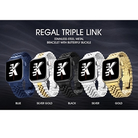 بند کی فون طرح رولکس مدل Regal Triple Link مناسب برای اپل واچ 42/44/45 میلی متری