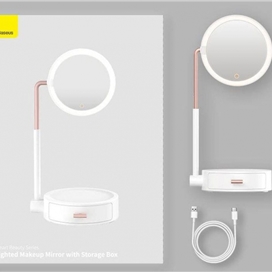 آینه آرایشی رومیزی بیسوس Baseus Smart Beauty Series Lighted Makeup Mirror with Storage Box DGZM-02