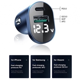 شارژر سریع فندکی جویروم Joyroom 42.5W Intelligent 2-port LED Fast Car Charger C-A17