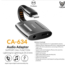 مبدل لایتنینگ به لایتنینگ و جک 3.5mm مک‌دودو Mcdodo Dual Port Lightning To Lightning+jack 3.5mm CA-6340