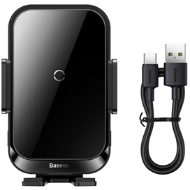 هولدر موبایل خودرو و شارژر وایرلس 15 وات بیسوس Baseus Halo Electric Wireless Charging Car Mount SUDD000001