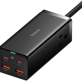 شارژر و چند راهی برق سوپر فست شارژ 100 وات با کابل برق 1.5 متری بیسوس Baseus GaN3 Pro Desktop PSZM000201