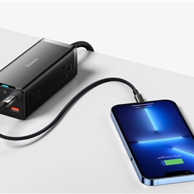 شارژر و چند راهی برق سوپر فست شارژ 100 وات با کابل برق 1.5 متری بیسوس Baseus GaN3 Pro Desktop PSZM000201