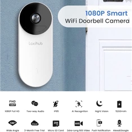 زنگ در هوشمند آرنتی Arenti Laxihub BellCam 1080p Battery Video Doorbell همراه با کارت حافظه