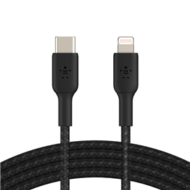 کابل شارژ سریع USB-C به لایتنینگ با روکش بافته بلکین مدل  CAA004bt1MBK طول 1 متر