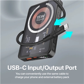 شارژر بی سیم پرومیت مدل TRANSPACK-10.BLACK با باتری داخلی 10000 میلی آمپر ساعت