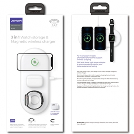شارژر وایرلس 3 در 1 جویروم مدل Joyroom 3 in 1 Magnetic Charging Station & Watch Storage JR-A27