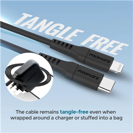 کابل USB-C به لایتنینگ شارژ سریع پرومیت مدل POWERLINK-120.BLACK به طول 1.2 متر
