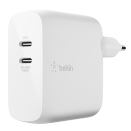 شارژر دیواری شارژ سریع USB-C دوپورت 68 وات بلکین مدل WCH003vfWH