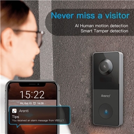 زنگ در هوشمند آرنتی Arenti VBELL1 2K Ultra HD Battery Video Doorbell همراه با کارت حافظه