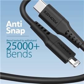 کابل USB-C به لایتنینگ شارژ سریع پرومیت مدل POWERLINK-120.BLACK به طول 1.2 متر