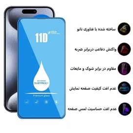 محافظ صفحه نمایش 11D اپیکوی مدل Blue ESD مناسب برای گوشی موبایل اپل iPhone 15 Pro Max