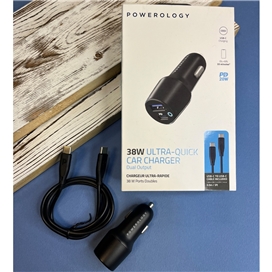 شارژر فندکی Car Charger پاورولوجی Powerology مدل 47 وات 47W به همراه کابل Type-C مدل PCCSR004-U