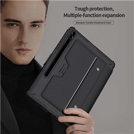 کیف کلاسوری کیبورد دار نیلکین مدل Bumper Combo Keyboard مناسب برای تبلت سامسونگ Galaxy Tab S7 Plus