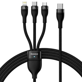 کابل فوق شارژ سریع سه سر 1.5 متری بیسوس Baseus Flash Series One-for-three Fast Charging Cable 100W 1.5m CASS03020