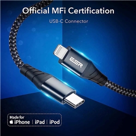 کابل USB-C به لایتنینگ برند ESR دارای MFI و شارژ طول 1 متر