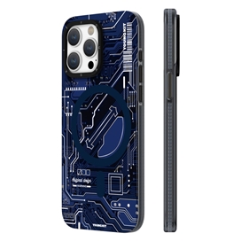 قاب YOUNGKIT یانگکیت Dark Blue Technology Futuristic Circuit Upgraded Anti-Drop Impact Series Apple iphone 15promax