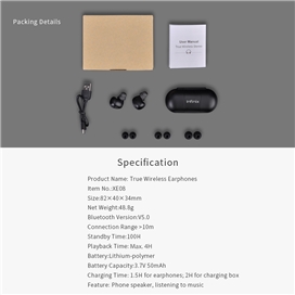 هدفون بی سیم Infinix XE08 TWS True BT Earphones Sport Running Headphones