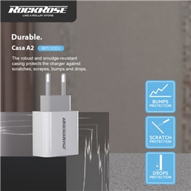 آداپتور شارژر دو پورت برند راک رز مدل RockRose Casa A2 Dual Port 12W 2.4A Power Adapter