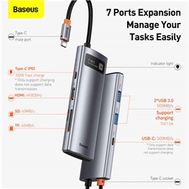 هاب 7 پورت بیسوس Baseus STARJOY Metal Gleam Series 7 in 1 Multifunctional Type-C HUB WKWG040113