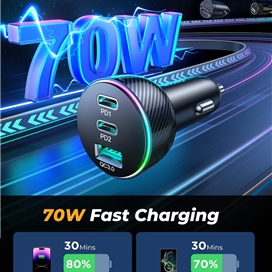 شارژر فندکی 70وات 3پورت جویروم Joyroom CAR CHARGER 70W JR-CL26