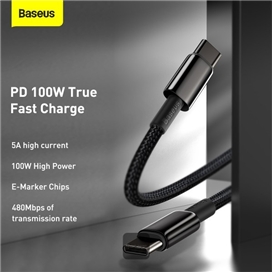 کابل دو سر تایپ سی 240 وات 3 متری بیسوس Baseus Tungesten Gold PD3.1 Fast Charging Data Cable CAWJ040201