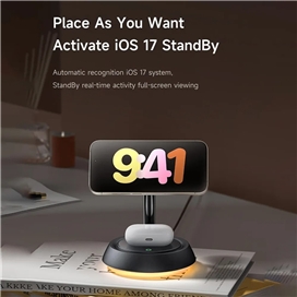 شارژر وایرلس 3 کاره مک دودو Mcdodo 15W Night Light Magnetic Wireless Charging Station CH-495