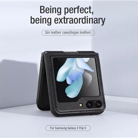 کاور نیلکین مدل Qin Vegan Leather Case مناسب برای گوشی موبایل سامسونگ Galaxy Z Flip5 / W24 Flip